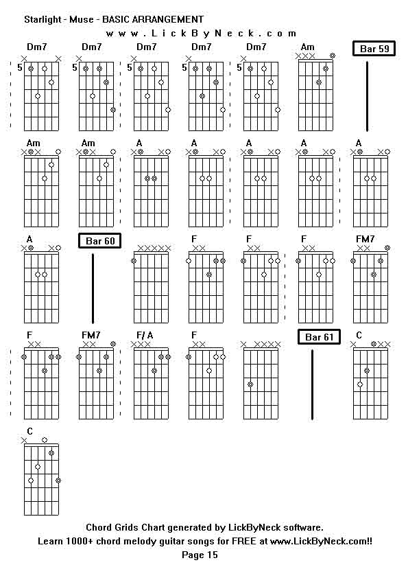 Chord Grids Chart of chord melody fingerstyle guitar song-Starlight - Muse - BASIC ARRANGEMENT,generated by LickByNeck software.